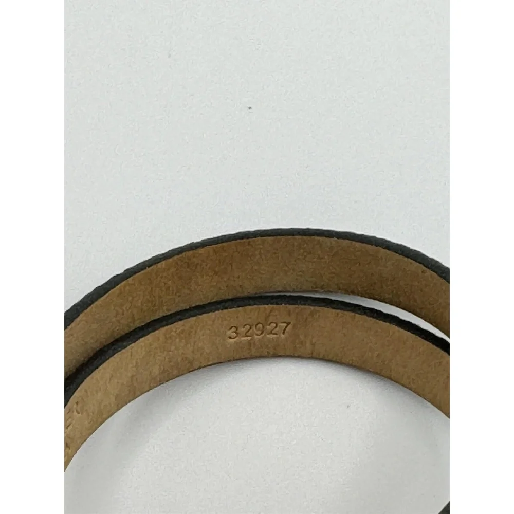 J Crew Black Leather Wrap Bracelet Faux Snakeskin Belt Buckle 32927‎